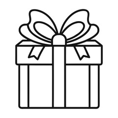 Christmas Gift Box Line Art