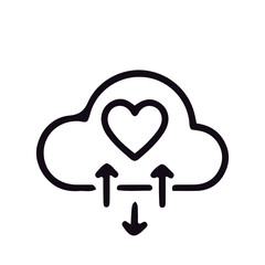 heart icon black and white vector design 