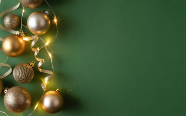 Golden Glow Christmas Decorations on Green backdrop