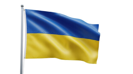 Waving Ukrainian flag PNG isolated on transparent background, national symbol of Ukraine in blue and yellow colors for patriotic designs