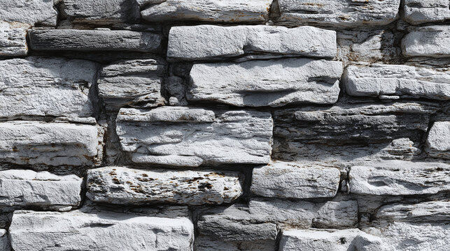A weathered stone wall, textured with character and history. The image showcases the details of the individual stones and their arrangement. 