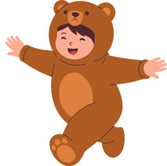 Obraz premium Joyful Child in Brown Bear Costume Illustration