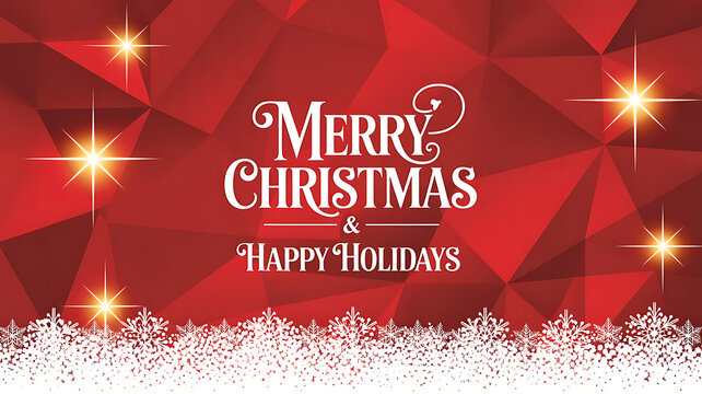 Merry christmas and happy holidays greeting card with red geometric background design - Powered by Adobe