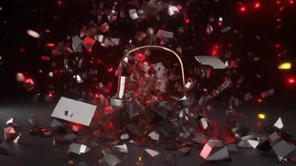Red Orb Exploding into Jagged Red and White Shards with Glowing Red Particles explosion shattering - Powered by Adobe