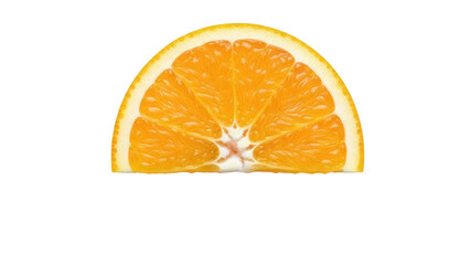 Half orange slice PNG isolated on transparent background, juicy citrus fruit with vibrant color for healthy eating and summer designs