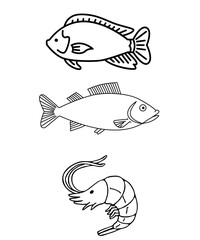 Vector illustration of lined fish