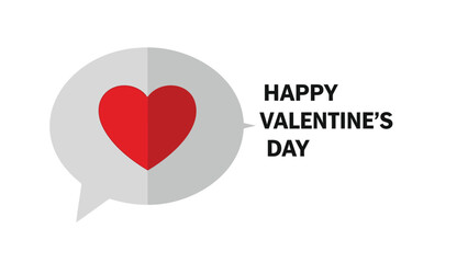 Happy valentines day greeting with a red heart inside a speech bubble and text