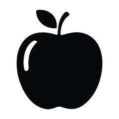 Simple Black Apple Icon Healthy Fruit Design for Various Applications