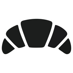 Minimalist black croissant icon, a simple graphic symbol of bakery and breakfast food