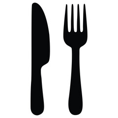 Fork and knife utensil silhouette, a classic food and dining icon