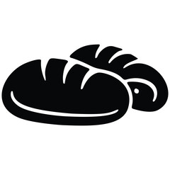 Black Silhouette of Two Loaves of Bread, Food Icon