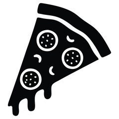 Black and White Pizza Slice Icon Illustration for Food Delivery
