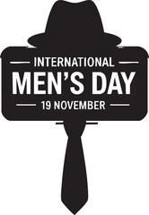 International men s day celebration with hat and tie isolated on transparent background silhouette