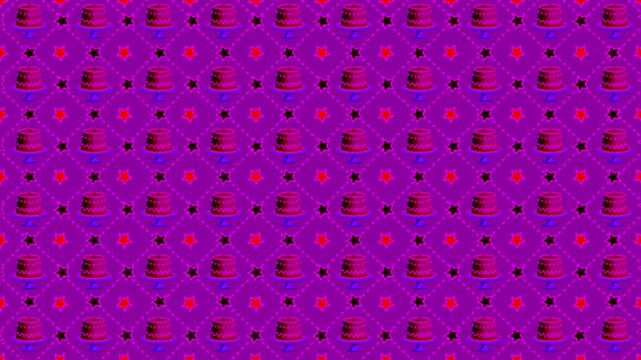 Animated Cake and Star Seamless Pattern Background
