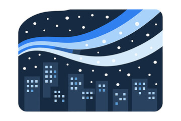 Fototapeta premium City Winter Lights. City Winter Lights. Flat minimalist vector illustration of City Winter Lights. Rectangular