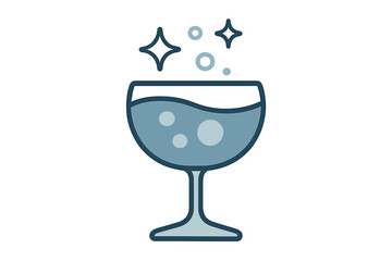 Sparkling Celebration Cocktail. Sparkling Celebration Cocktail. Flat minimalist vector illustration of a