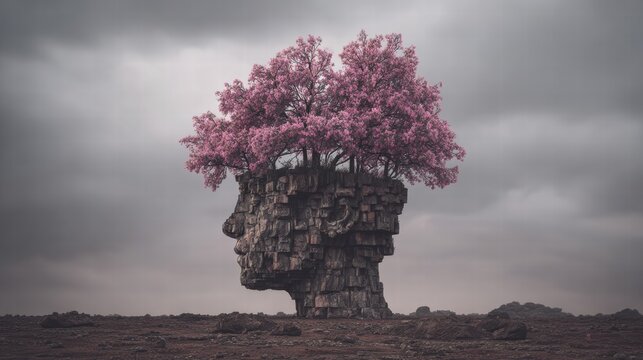 Symbolic representation of inner world concept with emotional harmony inside.