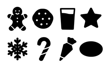 Winter Baking Icons. Winter baking treats. Filled icon set of Winter baking treats: gingerbread man, cookie,