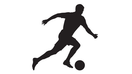 Silhouette of a soccer player dribbling a ball vector illustration on white background perfect for sports designs