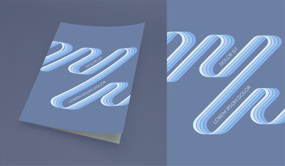 Colorful lines. Curved ribbons. Softcover book layout. Cover design template. Vector illustration for brochure, poster, flyer, album, magazine, planner, notebook or notepad.