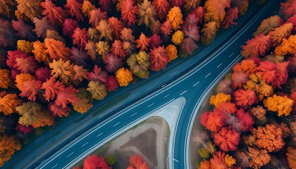 Bright, colorful autumn leaves and blossoms in nature's city park and garden beauty