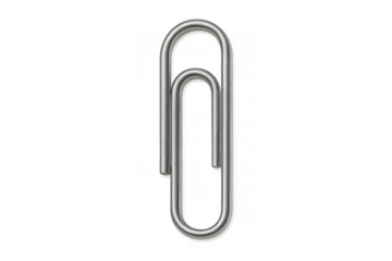 Stainless steel paper clip isolated on transparent background illustrating office supplies and organization