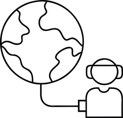 global VR user connection outline icon