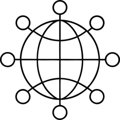 globe network for metaverse outline vector icon