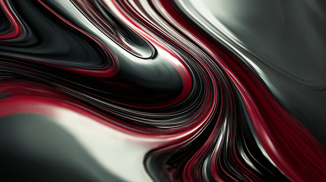 Dark flowing red and black metallic waves as abstract visualization of rising emissions and digital carbon footprint, inspiring urgent Earth Day climate action - Powered by Adobe