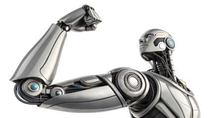 close up AI bicep arm isolated on white