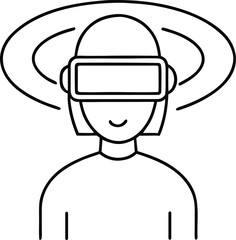 vector outline icon illustration of VR user interface