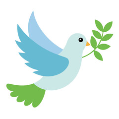 Cute Dove with Olive Branch Vector Illustration 