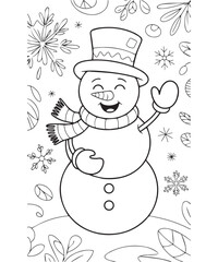 Christmas Coloring Book Illustration Black outline Art for Kids