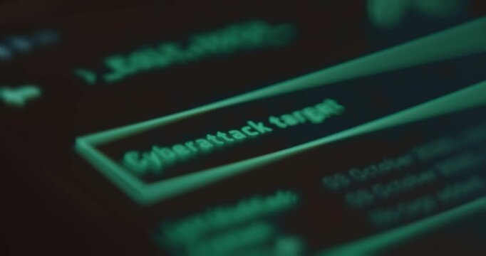 Cyberattack target text of green hacker style