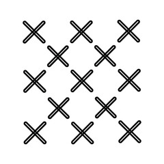 Grid of twelve stylized black X marks with rounded ends and central dots