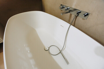 Stylish wash area with soothing decor and calming lighting environment