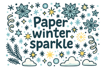 Naklejka premium Paper Winter Sparkle. Paper winter sparkle. Hand-drawn doodle illustration of Paper winter sparkle. origami