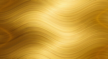 Złote abstrakcyjne tło z metalicznymi falami i miękkimi refleksami światła. © Henryk Guziak