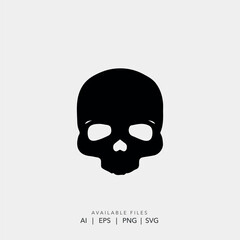 Fototapeta premium Black Human Skull Silhouette Icon Isolated on White Background for Logo, Branding, and Tattoo Design