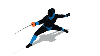 Obraz premium Dynamic fencing silhouette with color accents in action pose