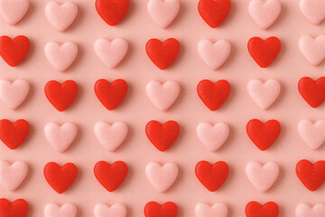 Heart-Shaped Candy Pattern in Pink and Red Pastel Aesthetic