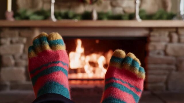 DUE PIEDI CON CALZE COLORATE DAVANTIAD UN CAMINO