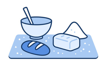 Minimalist Bread Making. Bread Making Scene. Flat minimalist vector illustration of Bread Making Scene.