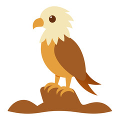 Cute Eagle Chick on Rocky Branch Vector Illustration 