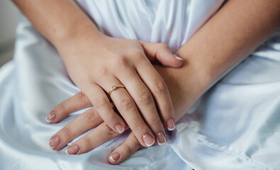 woman showing her wedding ring