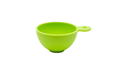 Bright green plastic measuring cup with handle  