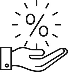 Hand Holding Glowing Percentage Discount Icon Vector
