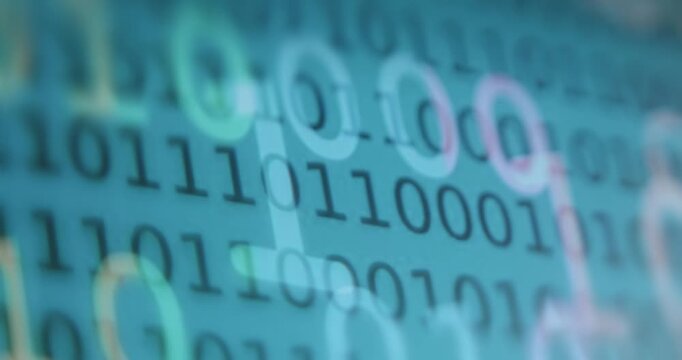 Binary code on computer screen