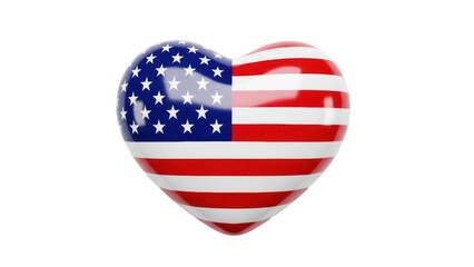 Heart shaped American flag isolated PNG, patriotic symbol of the United States of America for Independence Day and national holidays