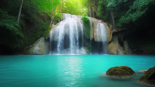 Erawan Waterfall - A Tranquil Oasis in Thailands Lush Jungle.